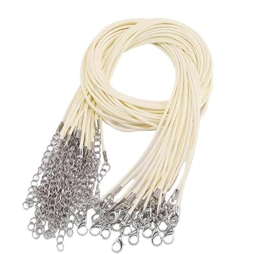 LYVQZPWLRWachsende Halskette, 45 cm geflochtenes verstellbares Lederseil Wachsschnur DIY handgefertigte Halskette Anhänger Karabinerverschluss Schnur Schnur Schmuck(for Beige) von LYVQZPWLR
