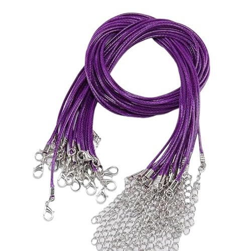 LYVQZPWLRWachsende Halskette, 45 cm geflochtenes verstellbares Lederseil Wachsschnur DIY handgefertigte Halskette Anhänger Karabinerverschluss Schnur Schnur Schmuck(for Deep Purple) von LYVQZPWLR