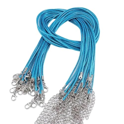 LYVQZPWLRWachsende Halskette, 45 cm geflochtenes verstellbares Lederseil Wachsschnur DIY handgefertigte Halskette Anhänger Karabinerverschluss Schnur Schnur Schmuck(for Peacock Blue) von LYVQZPWLR