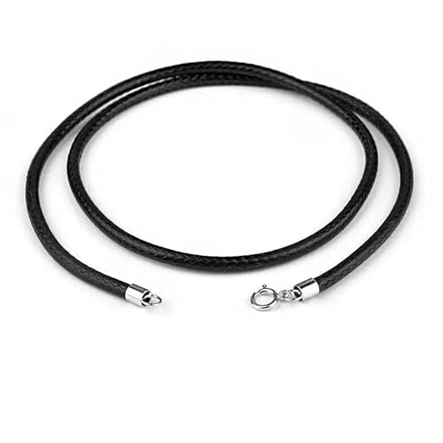 LYVQZPWLRWachsende Halskette, 45 cm schwarz braun geflochtene Wachsschnur DIY Anhänger Halskette Schmuckherstellung handgefertigt Lederseil Stahlverschluss String(Black 3.0mm) von LYVQZPWLR