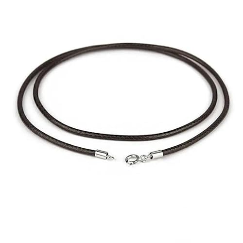LYVQZPWLRWachsende Halskette, 45 cm schwarz braun geflochtene Wachsschnur DIY Anhänger Halskette Schmuckherstellung handgefertigt Lederseil Stahlverschluss String(Brown 2mm) von LYVQZPWLR