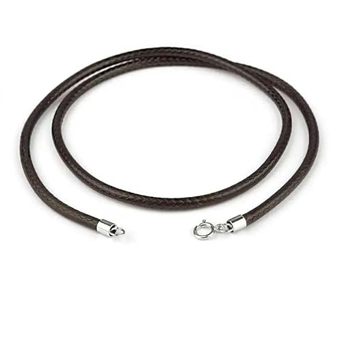 LYVQZPWLRWachsende Halskette, 45 cm schwarz braun geflochtene Wachsschnur DIY Anhänger Halskette Schmuckherstellung handgefertigt Lederseil Stahlverschluss String(Brown 3.0mm) von LYVQZPWLR