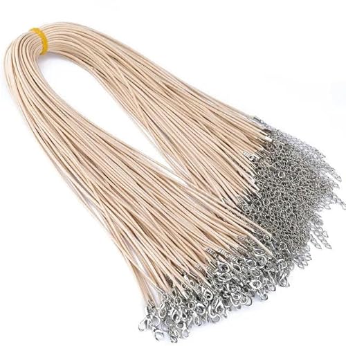 LYVQZPWLRWachsende Halskette, 50 Pcs Bunte Leder Schnur Wachs Seil Kette Wachs Schnur Halskette Anhänger(Beige) von LYVQZPWLR