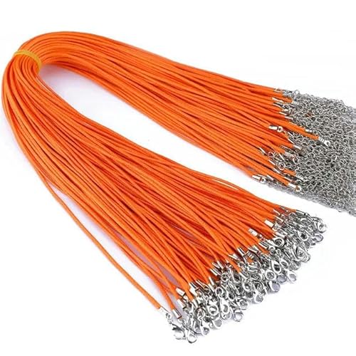 LYVQZPWLRWachsende Halskette, 50 Pcs Bunte Leder Schnur Wachs Seil Kette Wachs Schnur Halskette Anhänger(Oranje) von LYVQZPWLR