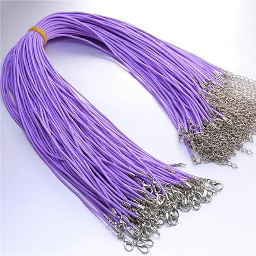 LYVQZPWLRWachsende Halskette, 50 Pcs Bunte Leder Schnur Wachs Seil Kette Wachs Schnur Halskette Anhänger(Purple) von LYVQZPWLR