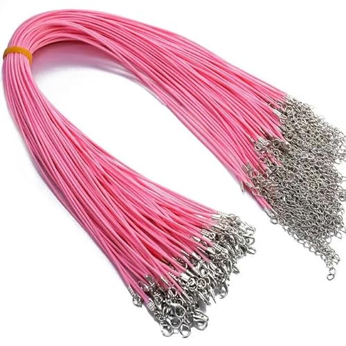 LYVQZPWLRWachsende Halskette, 50 Pcs Bunte Leder Schnur Wachs Seil Kette Wachs Schnur Halskette Anhänger(Roze) von LYVQZPWLR