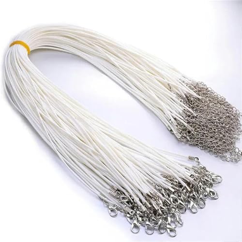 LYVQZPWLRWachsende Halskette, 50 Pcs Bunte Leder Schnur Wachs Seil Kette Wachs Schnur Halskette Anhänger(White) von LYVQZPWLR