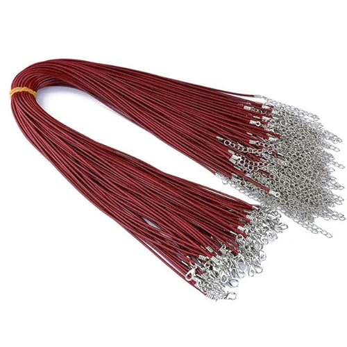 LYVQZPWLRWachsende Halskette, 50 Pcs Bunte Leder Schnur Wachs Seil Kette Wachs Schnur Halskette Anhänger(Wine) von LYVQZPWLR