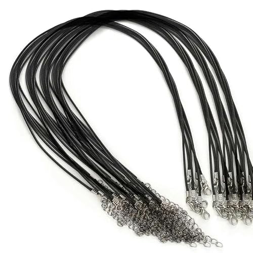 LYVQZPWLRWachsende Halskette, 50 Teile/los 1,5/2mm Leder String Schnur Wachs Geflecht Seil Verstellbare Kette Karabinerverschluss Wachs Seil Halsketten Anhänger Schmuck(1.5mm45cm Black 03) von LYVQZPWLR