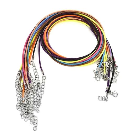 LYVQZPWLRWachsende Halskette, 50 Teile/los 1,5/2mm Leder String Schnur Wachs Geflecht Seil Verstellbare Kette Karabinerverschluss Wachs Seil Halsketten Anhänger Schmuck(2mm45cm Color) von LYVQZPWLR