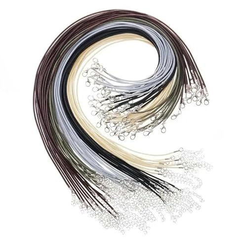 LYVQZPWLRWachsende Halskette, 50 Teile/los 1,5/2mm Leder String Schnur Wachs Geflecht Seil Verstellbare Kette Karabinerverschluss Wachs Seil Halsketten Anhänger Schmuck(2mm45cm Five Color) von LYVQZPWLR