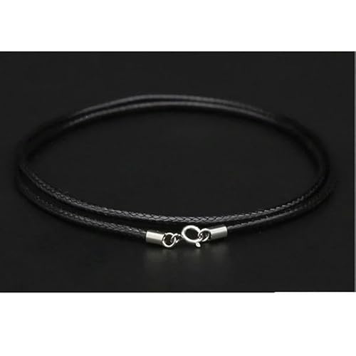 LYVQZPWLRWachsende Halskette, 925 Silber Nadel Schnalle schwarz Lederband Wachs Seil Link Kette Choker Halskette Männer Schmuck(Black1.5mm,40cm) von LYVQZPWLR