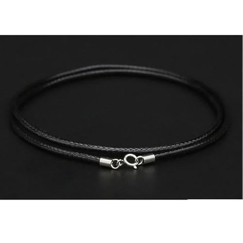 LYVQZPWLRWachsende Halskette, 925 Silber Nadel Schnalle schwarz Lederband Wachs Seil Link Kette Choker Halskette Männer Schmuck(Black1mm,50cm) von LYVQZPWLR