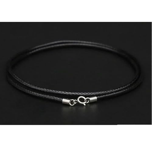 LYVQZPWLRWachsende Halskette, 925 Silber Nadel Schnalle schwarz Lederband Wachs Seil Link Kette Choker Halskette Männer Schmuck(Black2mm,45cm) von LYVQZPWLR