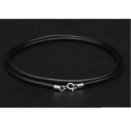 LYVQZPWLRWachsende Halskette, 925 Silber Nadel Schnalle schwarz Lederband Wachs Seil Link Kette Choker Halskette Männer Schmuck(Black3.0mm,55cm) von LYVQZPWLR