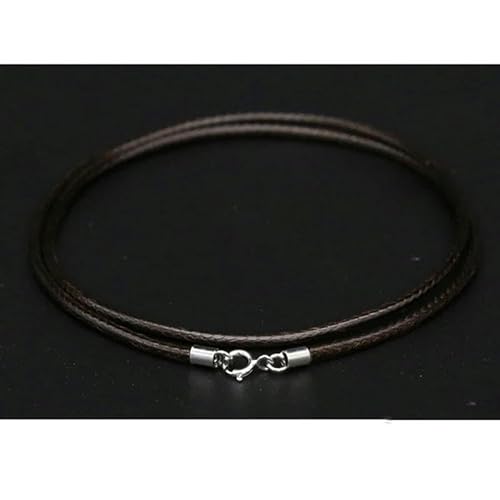 LYVQZPWLRWachsende Halskette, 925 Silber Nadel Schnalle schwarz Lederband Wachs Seil Link Kette Choker Halskette Männer Schmuck(Coffee1.5mm,50cm) von LYVQZPWLR