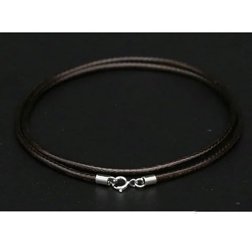 LYVQZPWLRWachsende Halskette, 925 Silber Nadel Schnalle schwarz Lederband Wachs Seil Link Kette Choker Halskette Männer Schmuck(Coffee1mm,50cm) von LYVQZPWLR