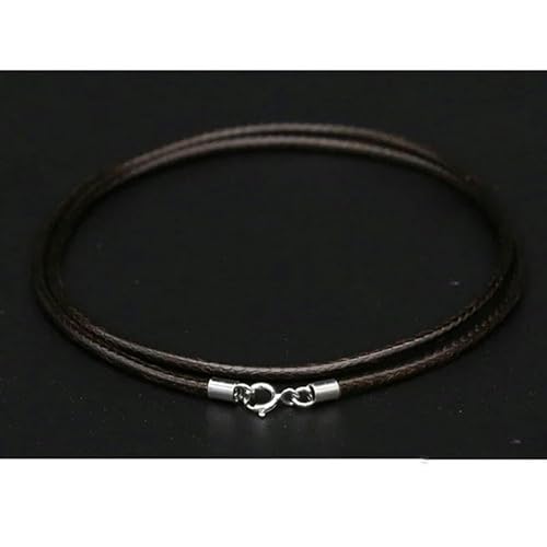 LYVQZPWLRWachsende Halskette, 925 Silber Nadel Schnalle schwarz Lederband Wachs Seil Link Kette Choker Halskette Männer Schmuck(Coffee2mm,50cm) von LYVQZPWLR
