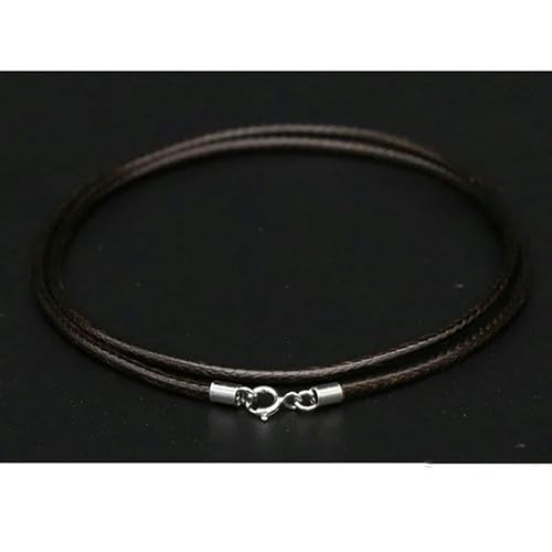 LYVQZPWLRWachsende Halskette, 925 Silber Nadel Schnalle schwarz Lederband Wachs Seil Link Kette Choker Halskette Männer Schmuck(Coffee3.0mm,55cm) von LYVQZPWLR