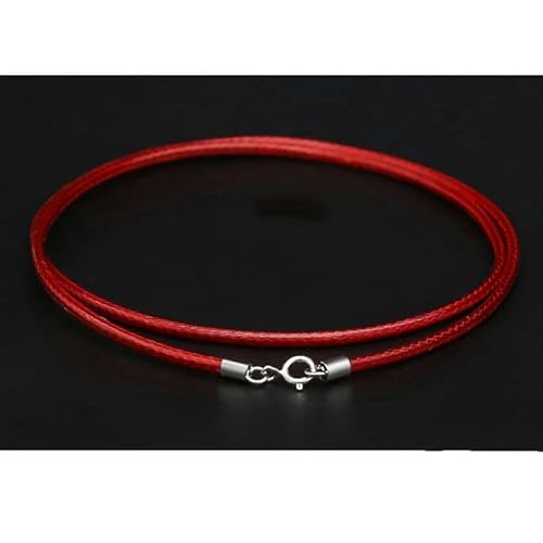 LYVQZPWLRWachsende Halskette, 925 Silber Nadel Schnalle schwarz Lederband Wachs Seil Link Kette Choker Halskette Männer Schmuck(Red2mm,45cm) von LYVQZPWLR