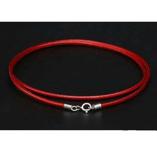 LYVQZPWLRWachsende Halskette, 925 Silber Nadel Schnalle schwarz Lederband Wachs Seil Link Kette Choker Halskette Männer Schmuck(Red3.0mm,55cm) von LYVQZPWLR