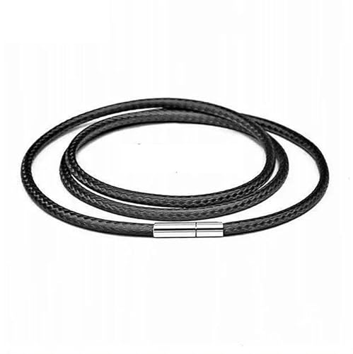 LYVQZPWLRWachsende Halskette, Halskette Kordel 40-70cm Schwarzes Lederband Wachsseil Spitzenkette mit Edelstahl-Drehverschluss(Black 1.5mm,50cm) von LYVQZPWLR