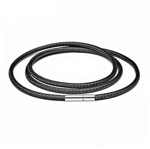 LYVQZPWLRWachsende Halskette, Halskette Kordel 40-70cm Schwarzes Lederband Wachsseil Spitzenkette mit Edelstahl-Drehverschluss(Black 1mm,50cm) von LYVQZPWLR