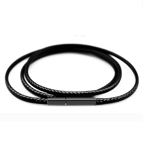 LYVQZPWLRWachsende Halskette, Halskette Kordel 40-70cm Schwarzes Lederband Wachsseil Spitzenkette mit Edelstahl-Drehverschluss(Black 1mm-a,40cm) von LYVQZPWLR