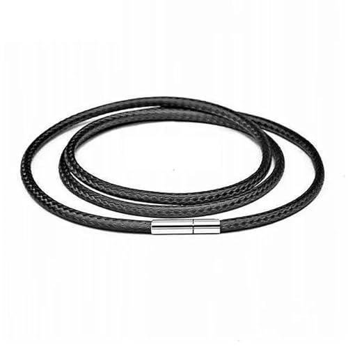 LYVQZPWLRWachsende Halskette, Halskette Kordel 40-70cm Schwarzes Lederband Wachsseil Spitzenkette mit Edelstahl-Drehverschluss(Black 2mm,50cm) von LYVQZPWLR