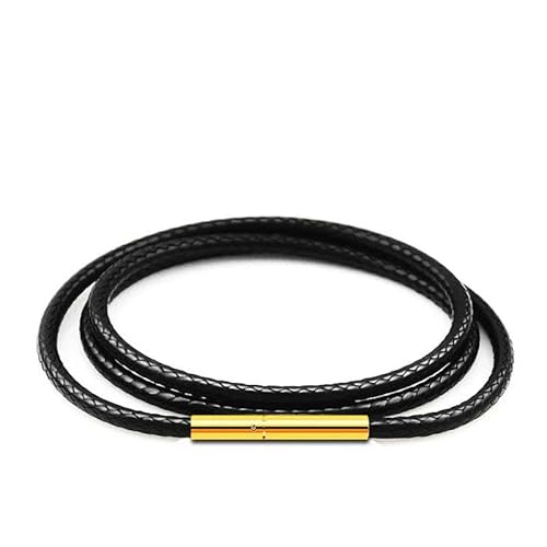 LYVQZPWLRWachsende Halskette, Halskette Kordel 40-70cm Schwarzes Lederband Wachsseil Spitzenkette mit Edelstahl-Drehverschluss(Black 2mm-b,65cm) von LYVQZPWLR