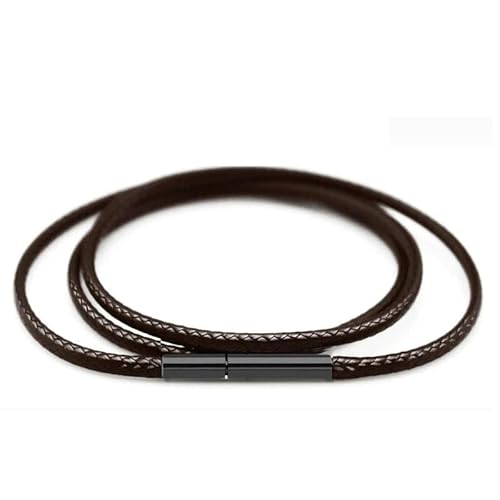 LYVQZPWLRWachsende Halskette, Halskette Kordel 40-70cm Schwarzes Lederband Wachsseil Spitzenkette mit Edelstahl-Drehverschluss(Brown 3.0mm-a,45cm) von LYVQZPWLR