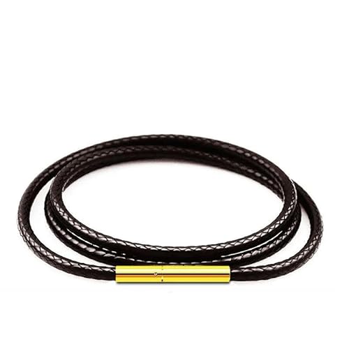 LYVQZPWLRWachsende Halskette, Halskette Kordel 40-70cm Schwarzes Lederband Wachsseil Spitzenkette mit Edelstahl-Drehverschluss(Brown 3.0mm-b,50cm) von LYVQZPWLR