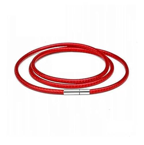 LYVQZPWLRWachsende Halskette, Halskette Kordel 40-70cm Schwarzes Lederband Wachsseil Spitzenkette mit Edelstahl-Drehverschluss(Red 1mm,65cm) von LYVQZPWLR