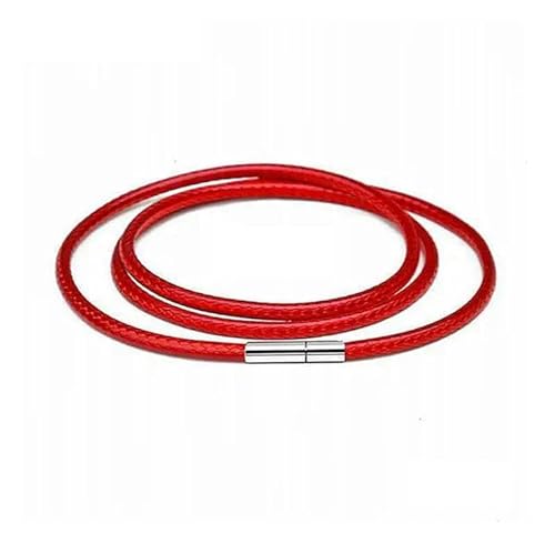 LYVQZPWLRWachsende Halskette, Halskette Kordel 40-70cm Schwarzes Lederband Wachsseil Spitzenkette mit Edelstahl-Drehverschluss(Red 2mm,65cm) von LYVQZPWLR
