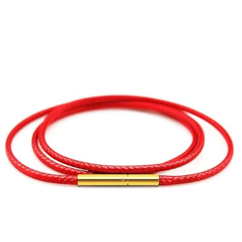 LYVQZPWLRWachsende Halskette, Halskette Kordel 40-70cm Schwarzes Lederband Wachsseil Spitzenkette mit Edelstahl-Drehverschluss(Red 2mm-b,45cm) von LYVQZPWLR