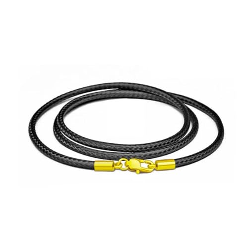LYVQZPWLRWachsende Halskette, Leder Halskette Halsband schwarz braun geflochten Seil Kette Schnur(BlackGold 1.5mm,50cm) von LYVQZPWLR