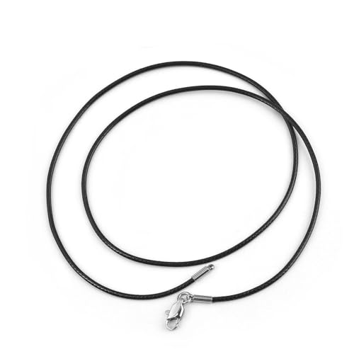 LYVQZPWLRWachsende Halskette, Lederkette aus Wachskordel mit Karabinerverschluss aus Wachsseil(1.5mm Black,60cm) von LYVQZPWLR