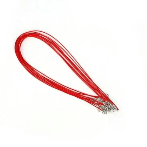 LYVQZPWLRWachsende Halskette, Schwarzes Lederseil mit Drachenclip, Wachsschnur-Halskette, handgefertigtes Schmuckzubehör, andere Muster(Big Red,2mm Long 45cm+Extension Chain 5cm 5 Pieces/Bag) von LYVQZPWLR