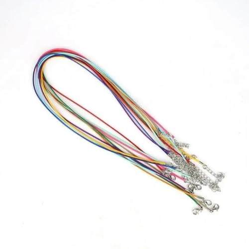 LYVQZPWLRWachsende Halskette, Schwarzes Lederseil mit Drachenclip, Wachsschnur-Halskette, handgefertigtes Schmuckzubehör, andere Muster(Color Mixing,2mm Long 45cm+Extension Chain 5cm 5 Pieces/Bag) von LYVQZPWLR