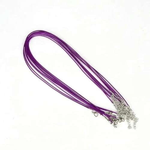 LYVQZPWLRWachsende Halskette, Schwarzes Lederseil mit Drachenclip, Wachsschnur-Halskette, handgefertigtes Schmuckzubehör, andere Muster(Dark Purple,1.5mm Long 45cm+Extension Chain 5cm 5 Pieces/Bag) von LYVQZPWLR