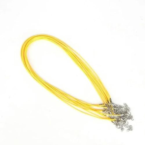 LYVQZPWLRWachsende Halskette, Schwarzes Lederseil mit Drachenclip, Wachsschnur-Halskette, handgefertigtes Schmuckzubehör, andere Muster(Giallo,2mm Long 45cm+Extension Chain 5cm 5 Pieces/Bag) von LYVQZPWLR