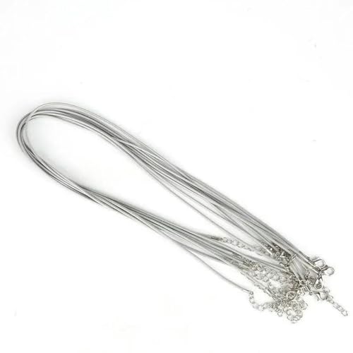 LYVQZPWLRWachsende Halskette, Schwarzes Lederseil mit Drachenclip, Wachsschnur-Halskette, handgefertigtes Schmuckzubehör, andere Muster(Grijs,1.5mm Long 45cm+Extension Chain 5cm 5 Pieces/Bag) von LYVQZPWLR