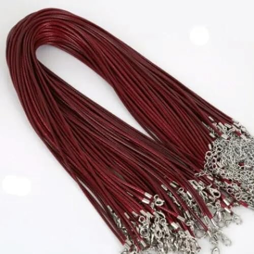LYVQZPWLRWachsende Halskette, Schwarzes Lederseil mit Drachenclip, Wachsschnur-Halskette, handgefertigtes Schmuckzubehör, andere Muster(Jujube,1.5mm Long 45cm+Extension Chain 5cm 5 Pieces/Bag) von LYVQZPWLR