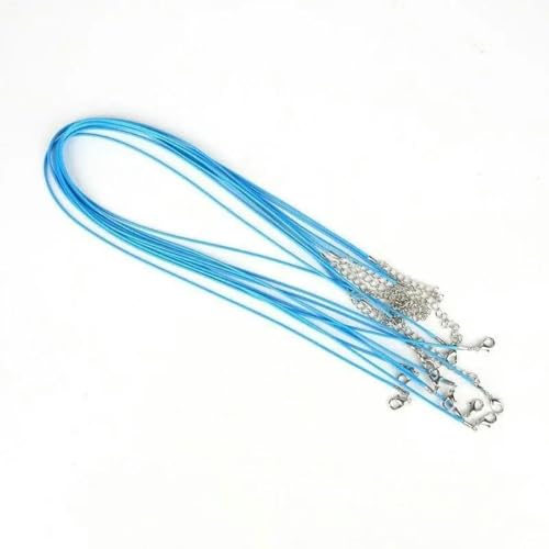 LYVQZPWLRWachsende Halskette, Schwarzes Lederseil mit Drachenclip, Wachsschnur-Halskette, handgefertigtes Schmuckzubehör, andere Muster(Light Blue,2mm Long 45cm+Extension Chain 5cm 5 Pieces/Bag) von LYVQZPWLR