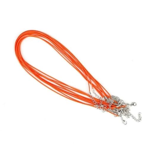 LYVQZPWLRWachsende Halskette, Schwarzes Lederseil mit Drachenclip, Wachsschnur-Halskette, handgefertigtes Schmuckzubehör, andere Muster(Oranje,2mm Long 45cm+Extension Chain 5cm 5 Pieces/Bag) von LYVQZPWLR