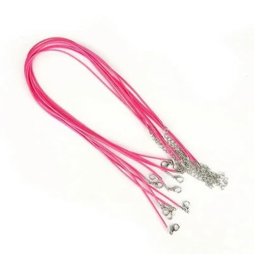 LYVQZPWLRWachsende Halskette, Schwarzes Lederseil mit Drachenclip, Wachsschnur-Halskette, handgefertigtes Schmuckzubehör, andere Muster(Red Pink,2mm Long 45cm+Extension Chain 5cm 5 Pieces/Bag) von LYVQZPWLR