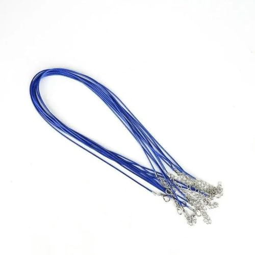 LYVQZPWLRWachsende Halskette, Schwarzes Lederseil mit Drachenclip, Wachsschnur-Halskette, handgefertigtes Schmuckzubehör, andere Muster(Royal Blue,2mm Long 45cm+Extension Chain 5cm 5 Pieces/Bag) von LYVQZPWLR