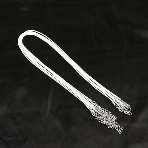 LYVQZPWLRWachsende Halskette, Schwarzes Lederseil mit Drachenclip, Wachsschnur-Halskette, handgefertigtes Schmuckzubehör, andere Muster(White,2mm Long 45cm+Extension Chain 5cm 5 Pieces/Bag) von LYVQZPWLR