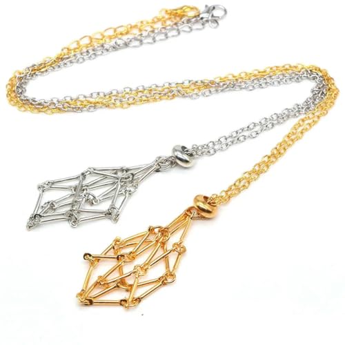 LYVQZPWLRWachsende Halskette, Verstellbare Halskette, leerer Steinhalter, Wachsseil, Metallkette, Käfig, Anhänger, Netzbeutel, Kristall, Edelstein, Schmuck sammeln(#Name?,10PCS) von LYVQZPWLR