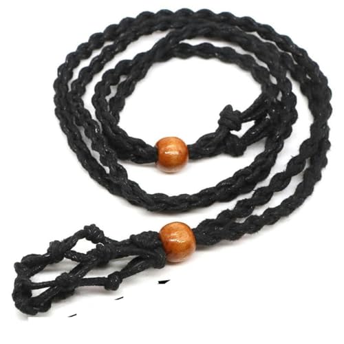 LYVQZPWLRWachsende Halskette, Verstellbare Halskette, leerer Steinhalter, Wachsseil, Metallkette, Käfig, Anhänger, Netzbeutel, Kristall, Edelstein, Schmuck sammeln(Black,10PCS) von LYVQZPWLR
